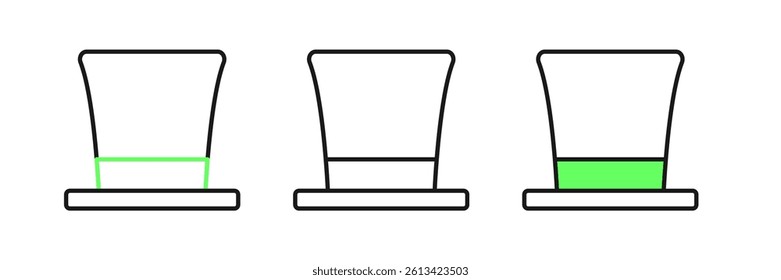 Set line Cylinder hat icon isolated on white background.  Vector