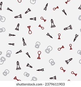 Set line Dart arrow, Chess, Weight and Punching bag on seamless pattern. Vector