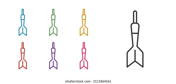 Set line Dart arrow icon isolated on white background. Set icons colorful. Vector