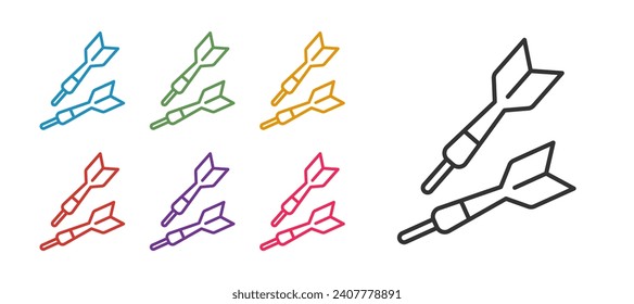 Set line Dart arrow icon isolated on white background. Set icons colorful. Vector