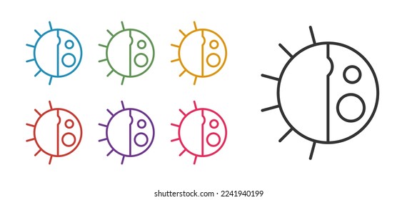 Set line Day night cycle icon isolated on white background. Day night concept, sun and moon. Set icons colorful. Vector