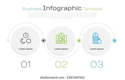 Set line Day and night with time, Project plan and Waste of. Business infographic template. Vector