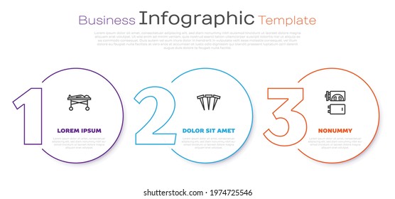 Set line Dead body in the morgue, Metallic nails and Crematorium. Business infographic template. Vector
