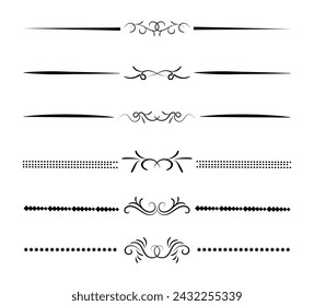 Set of line decorative calligraphic elements