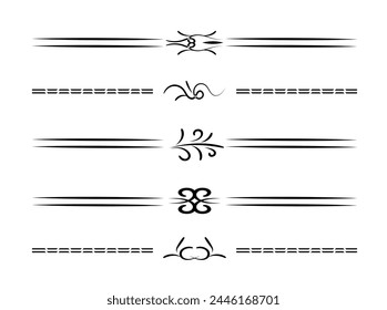 Set of line decorative calligraphic elements for editable and design	