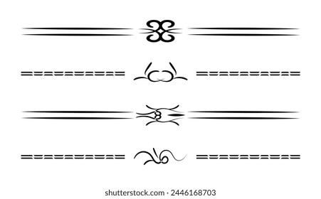 Set of line decorative calligraphic elements for editable and design	