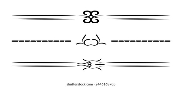 Set of line decorative calligraphic elements for editable and design	