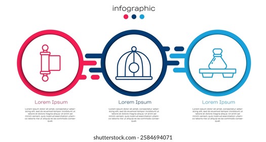 Set line Decree, paper, parchment, scroll, Chinese hat and Dumpling on cutting board. Business infographic template. Vector