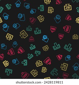 Set line Dental protection, Download, Monitor with graduation cap and Weight on seamless pattern. Vector