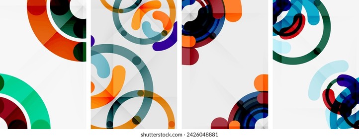 Conjunto de posters de círculo de diseño de línea. Ilustración vectorial para fondo de pantalla, banner, fondo, tarjeta, ilustración de libro, página de destino