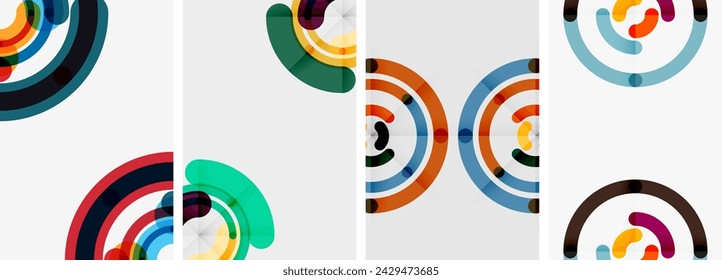 Set of line design circle posters. Vector illustration For Wallpaper, Banner, Background, Card, Book Illustration, landing page