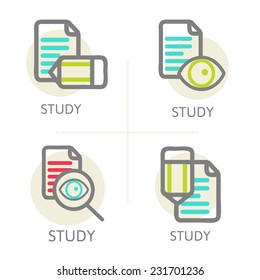 Set of line design concept icons education,  learning. vector illustration eps 10