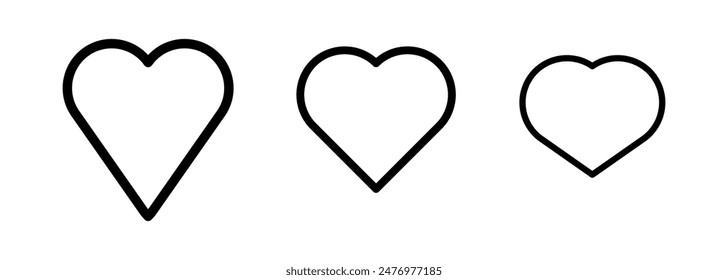 conjunto de iconos de corazón de diseño de línea. icono de símbolo de amor aislado sobre fondo blanco