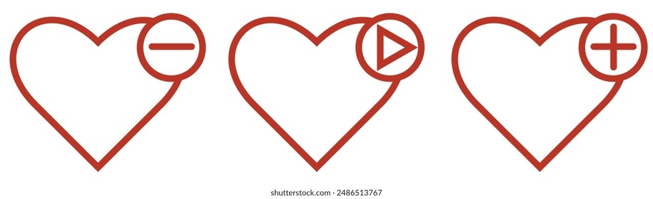 set of line design heart icons. love symbol icon isolated on white background