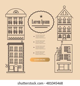 Set line design  house vector illustration. 