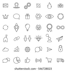 Set of line design icon for web and mobile, universal collection, vector illustration. 