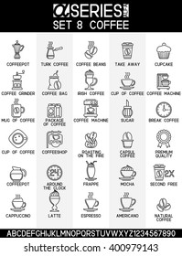 Set of line design icons of coffee, EPS 8.