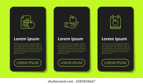 Set line Diet plan, Apple and . Business infographic template. Vector