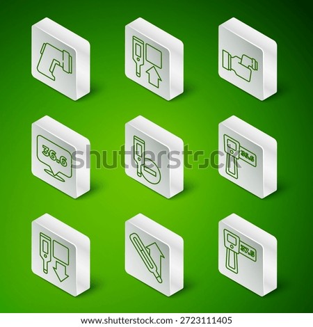 Set line Digital thermometer, Medical,  and  icon. Vector