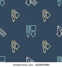 Set line Digital thermometer,  and  on seamless pattern. Vector