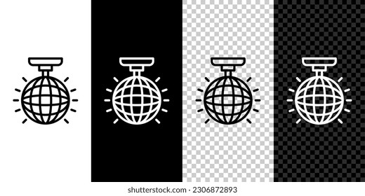 Set line Disco ball icon isolated on black and white background.  Vector