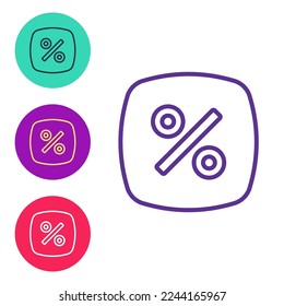 Set line Discount percent tag icon isolated on white background. Shopping tag sign. Special offer sign. Discount coupons symbol. Set icons colorful. Vector