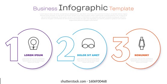 Set line Diving hood, Glasses and cap for swimming and Carabiner. Business infographic template. Vector