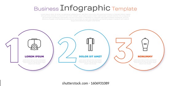 Set line Diving mask, Wetsuit for scuba diving and Lift bag. Business infographic template. Vector