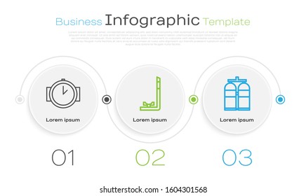 Set line Diving watch, Snorkel and Aqualung. Business infographic template. Vector
