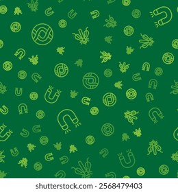 Set line DNA symbol, Magnet and Experimental insect on seamless pattern. Vector