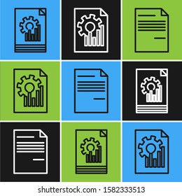 Set line Document with graph chart, Document and Document with graph chart icon. Vector
