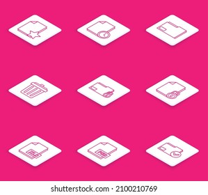 Set line Document with star, clock, folder, Trash can, Folder and, XLS file document and PSD icon. Vector