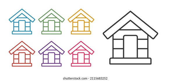 Set line Dog house icon isolated on white background. Dog kennel. Set icons colorful. Vector
