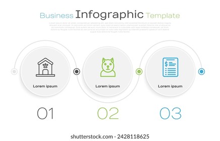 Set line Dog house and paw print, Cat and Grooming salon price list. Business infographic template. Vector