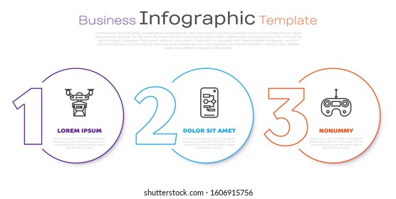 Set line Drone delivery concept, Algorithm and Remote control. Business infographic template. Vector