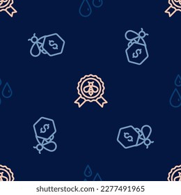 Set line Drops of honey, Sale bees and Best on seamless pattern. Vector