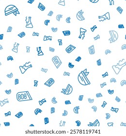 Set line Drum machine music, Bandana and Glass bong for smoking marijuana on seamless pattern. Vector