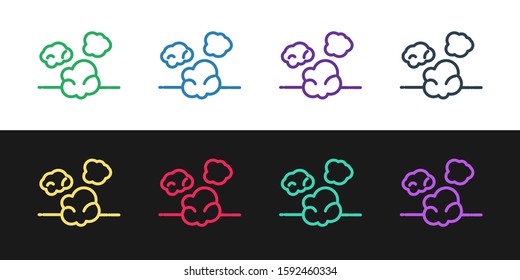 Set line Dust icon isolated on black and white background.  Vector Illustration