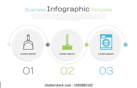 Set line Dustpan , Mop  and Washer . Business infographic template. Vector
