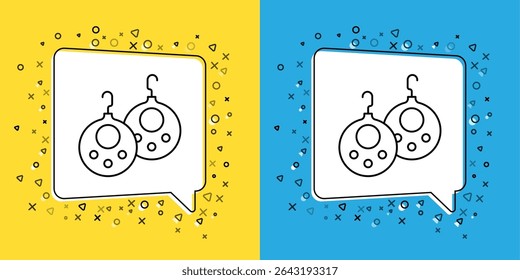 Definir linha Brincos ícone isolado no fundo amarelo e azul. Acessórios para joias.  Vetor