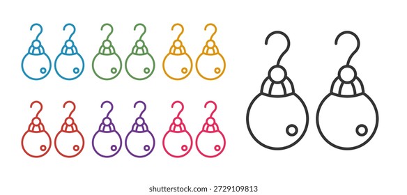 Definir linha Brincos ícone isolado no fundo branco. Acessórios para joias. Defina os ícones com cores. Vetor