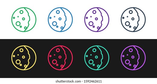 Set line Eclipse of the sun icon isolated on black and white background. Total sonar eclipse.  Vector Illustration