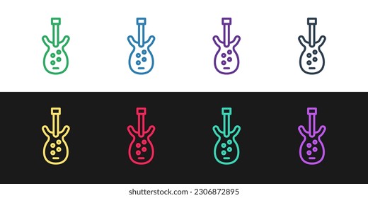 Set line Electric bass guitar icon isolated on black and white background.  Vector