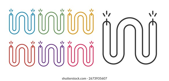 Icono de cable eléctrico aislado sobre fondo blanco. Alambre eléctrico. Establecer iconos coloridos. Vector