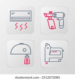 Set line Elektrische Konstruktion Hefter, Mischer, Nagelpistole und Klimaanlage Symbol. Vektorgrafik