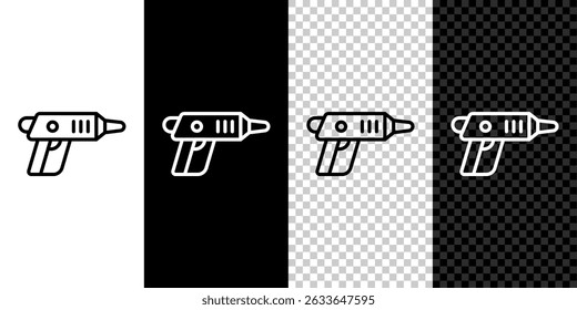 Set line Electric cordless screwdriver icon isolated on black and white, transparent background. Electric drill machine. Repair tool.  Vector