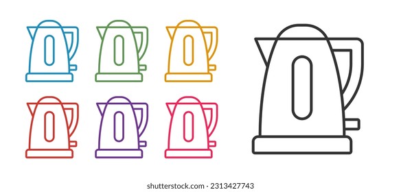 Set line Electric kettle icon isolated on white background. Teapot icon. Set icons colorful. Vector