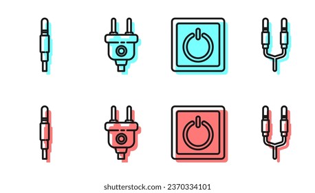 Set line Electric light switch, Audio jack, Electric plug and Audio jack icon. Vector