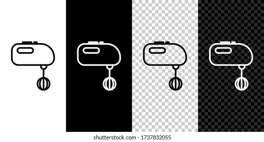 Set line Electric mixer icon isolated on black and white background. Kitchen blender. Vector Illustration