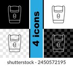 Set line Electric razor blade for men icon isolated on black and white, transparent background. Electric shaver.  Vector